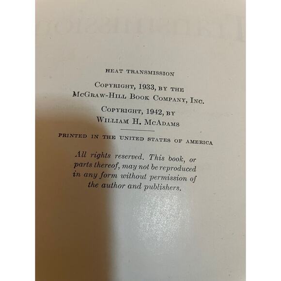 VTG 1942 Heat Transmission book. chemical engineering. William McAdams. H/C - Picture 5 of 7